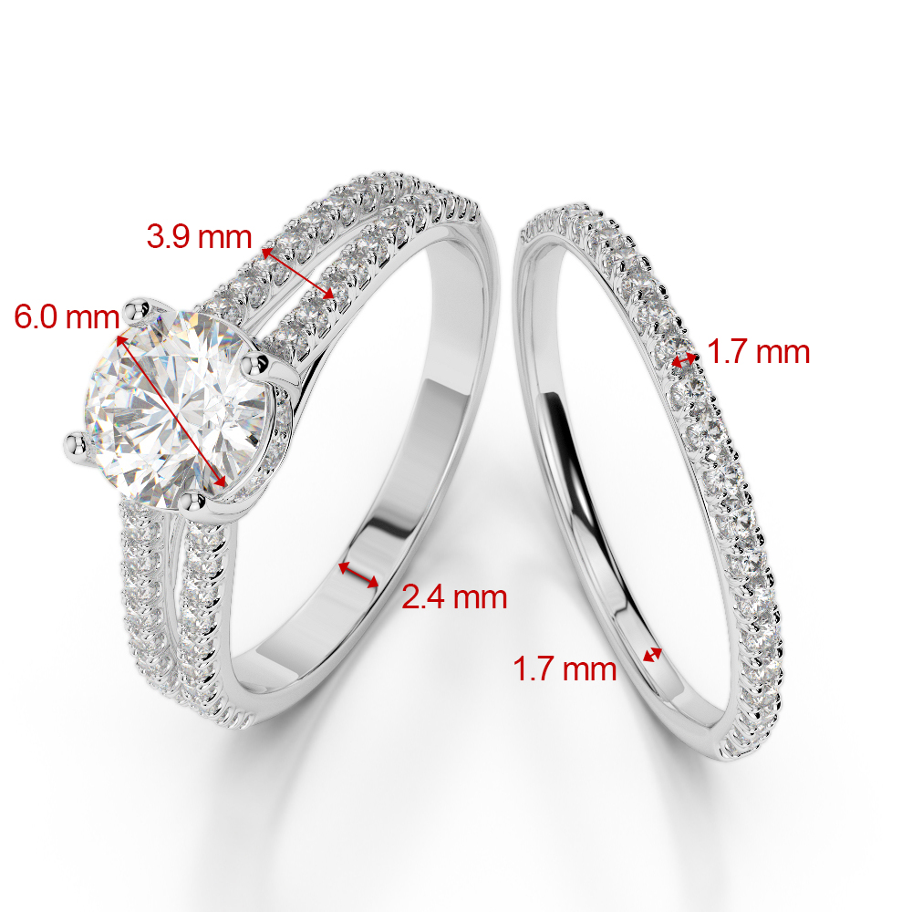 Gold / Platinum Round cut Tanzanite and Diamond Bridal Set Ring AGDR-2035