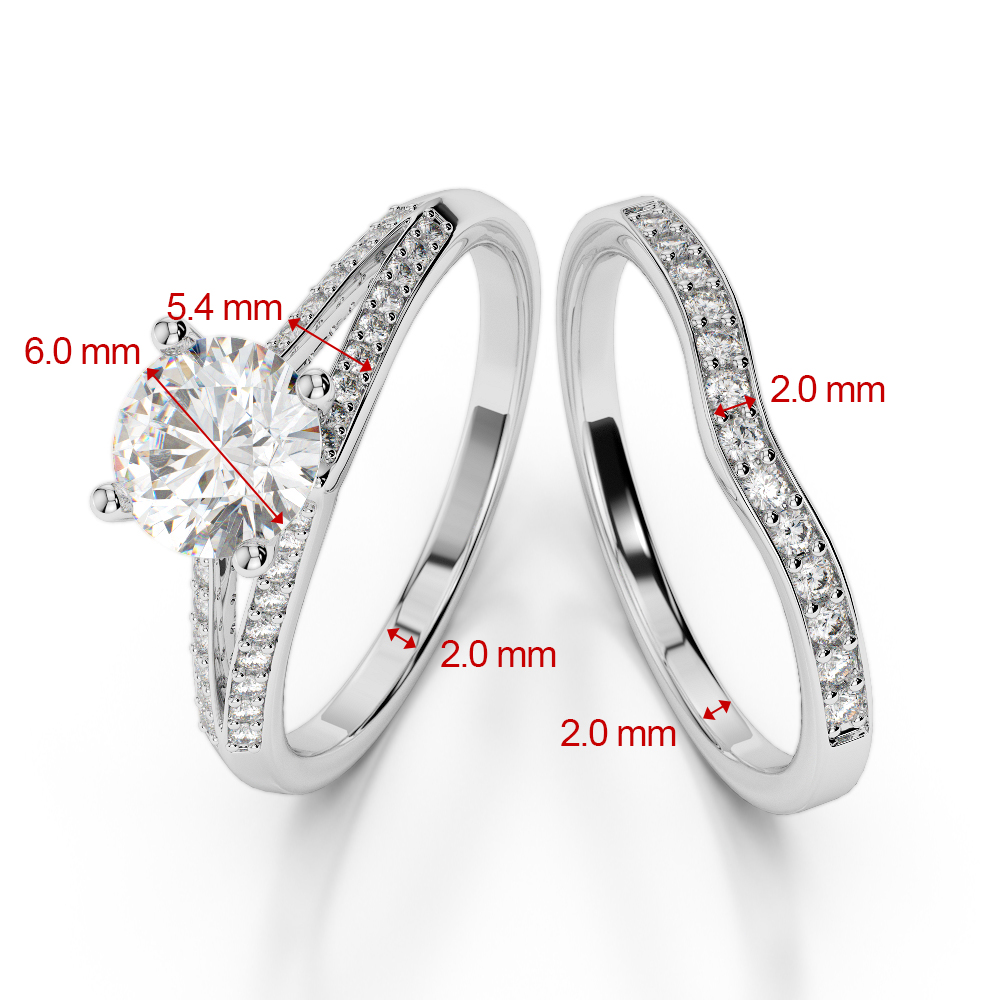 Gold / Platinum Round cut Ruby and Diamond Bridal Set Ring AGDR-2037