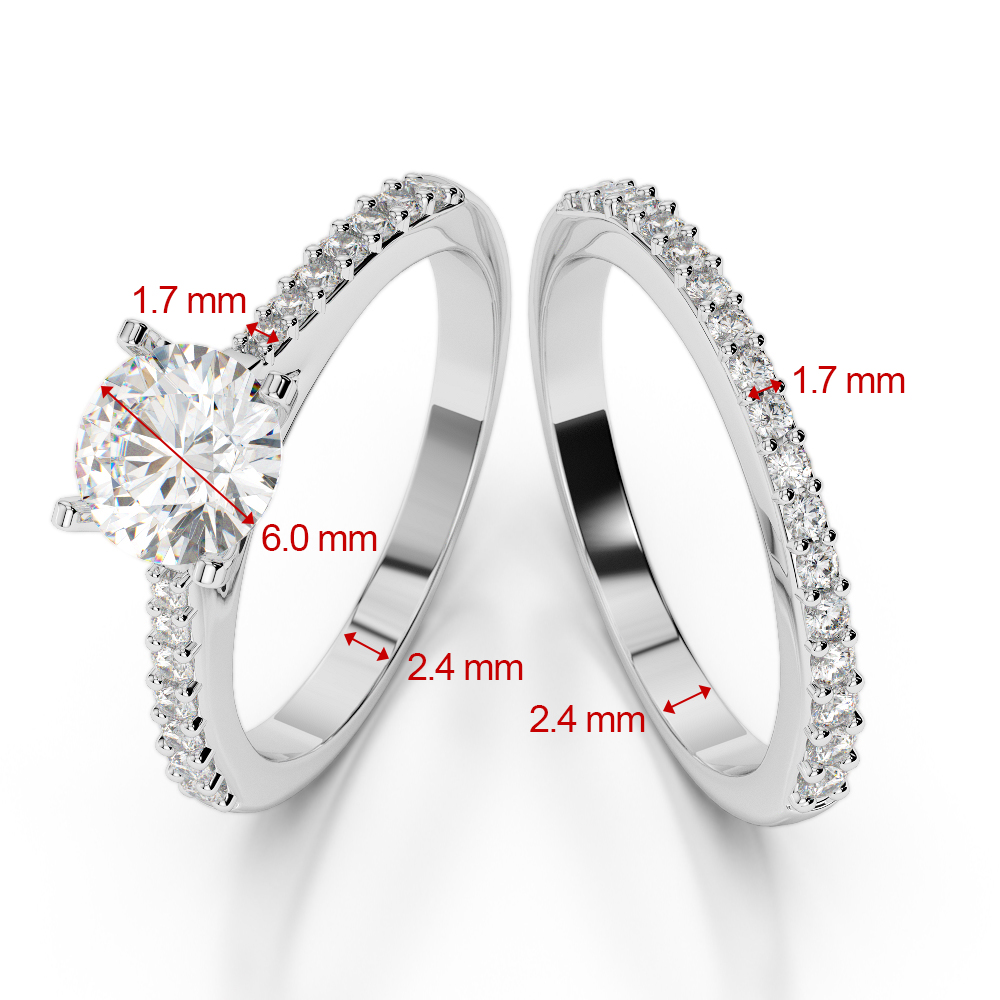 Gold / Platinum Round cut Tanzanite and Diamond Bridal Set Ring AGDR-2039