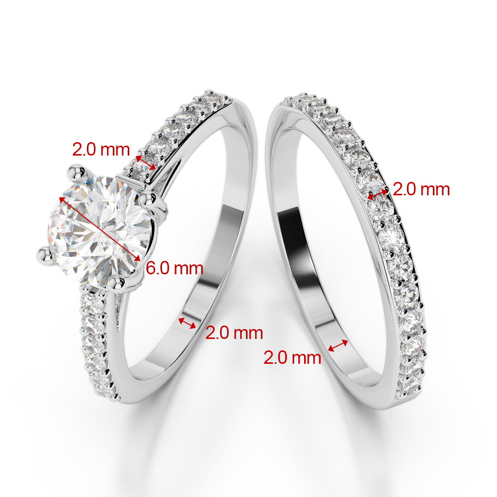 Gold / Platinum Round cut Ruby and Diamond Bridal Set Ring AGDR-2041