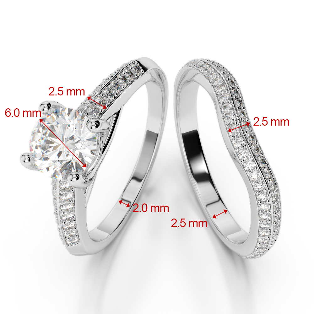 Gold / Platinum Round cut Sapphire and Diamond Bridal Set Ring AGDR-2043