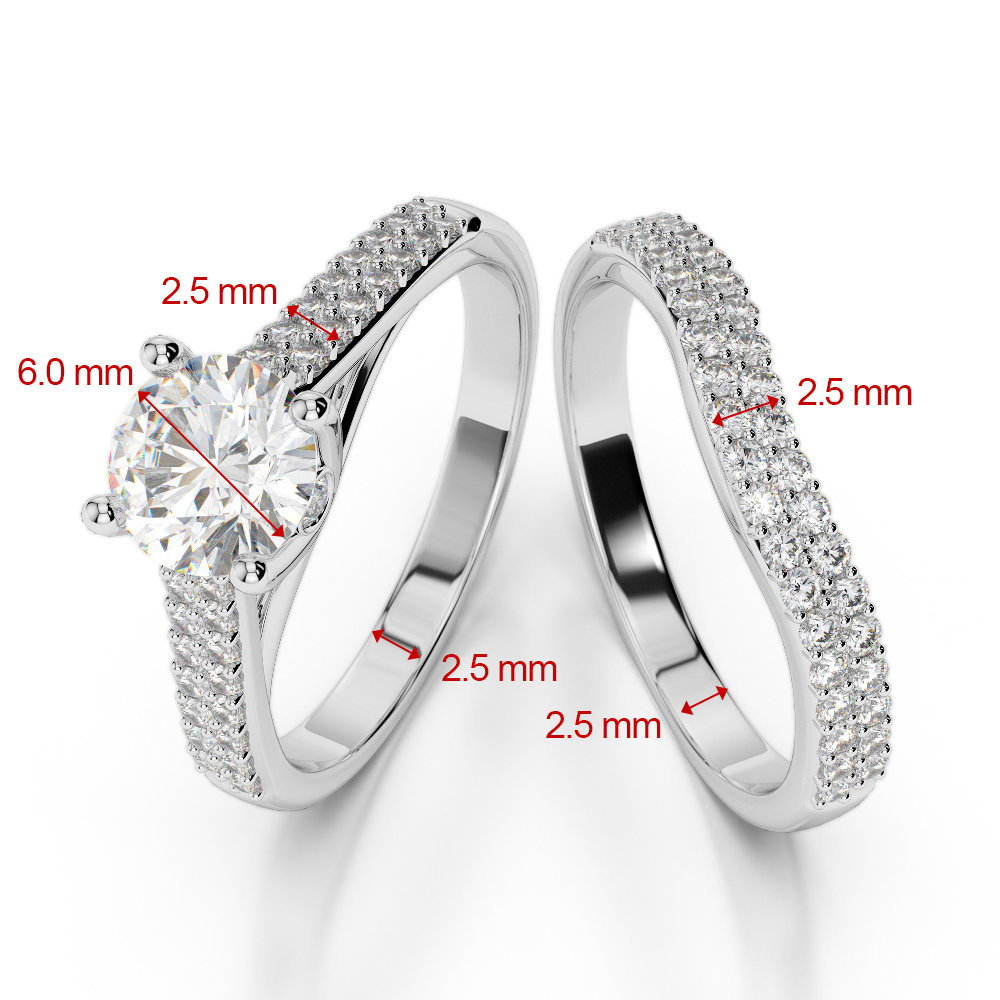 Gold / Platinum Round cut Black Diamond with Diamond Bridal Set Ring AGDR-2045