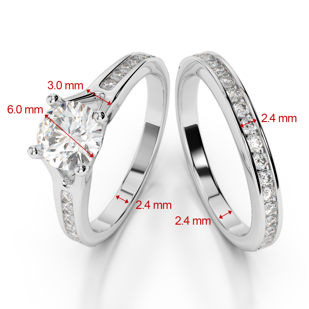 Gold / Platinum Round cut Tanzanite and Diamond Bridal Set Ring AGDR-2047