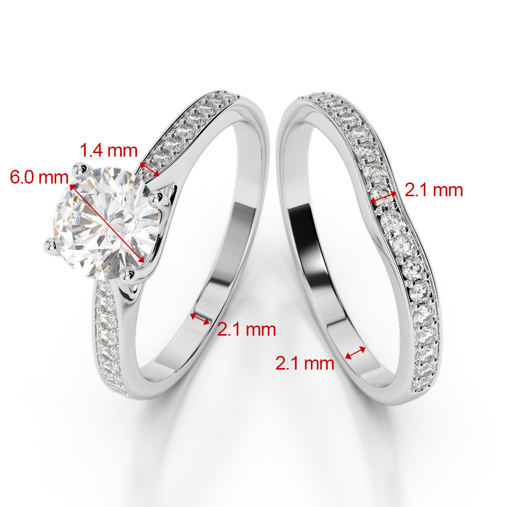 Gold / Platinum Round cut Sapphire and Diamond Bridal Set Ring AGDR-2053