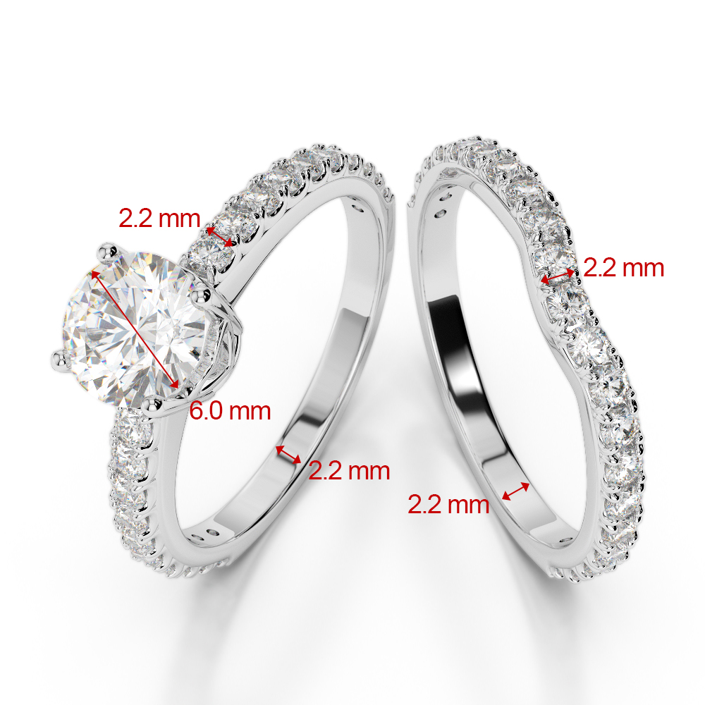 Gold / Platinum Round cut Emerald and Diamond Bridal Set Ring AGDR-2055