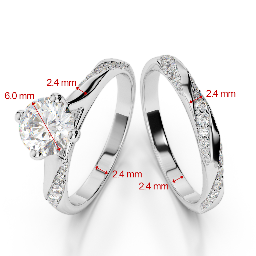 Gold / Platinum Round cut Ruby and Diamond Bridal Set Ring AGDR-2059