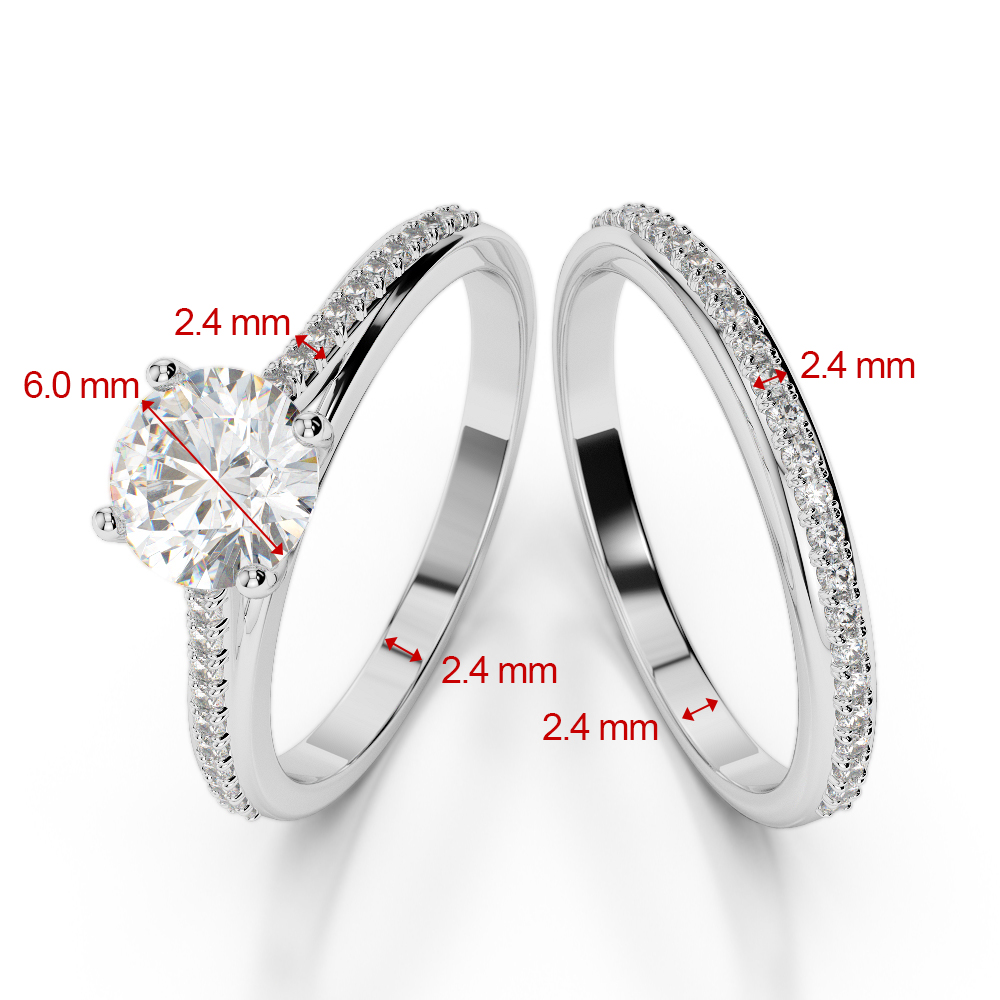 Gold / Platinum Round cut Ruby and Diamond Bridal Set Ring AGDR-2061
