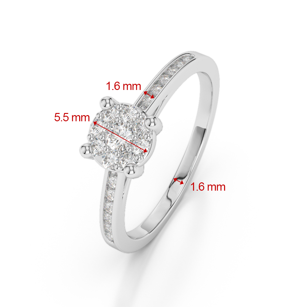 Gold / Platinum Round Cut Aquamarine and Diamond Engagement Ring AGDR-1163