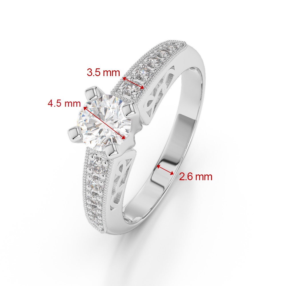 Gold / Platinum Round Cut Black Diamond with Diamond Engagement Ring AGDR-1187