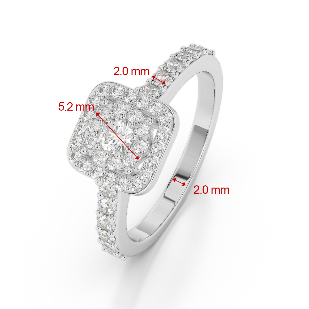 Gold / Platinum Round Cut Green Tourmaline and Diamond Engagement Ring AGDR-1189