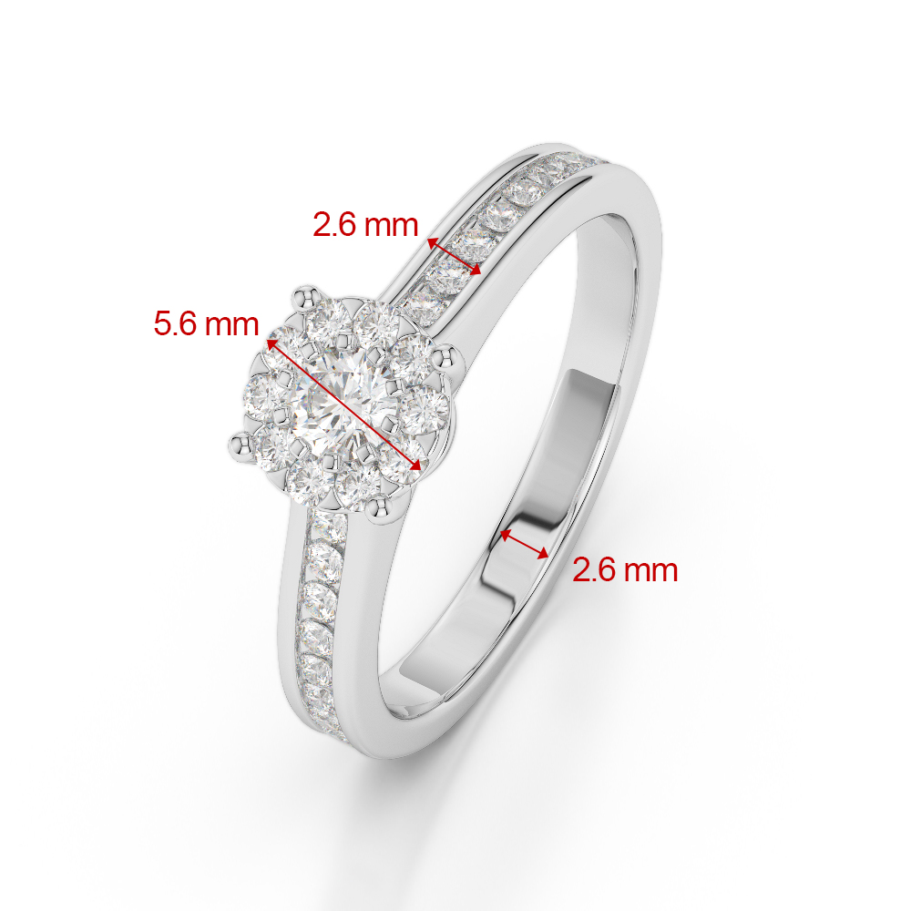 Gold / Platinum Round Cut Black Diamond with Diamond Engagement Ring AGDR-1190