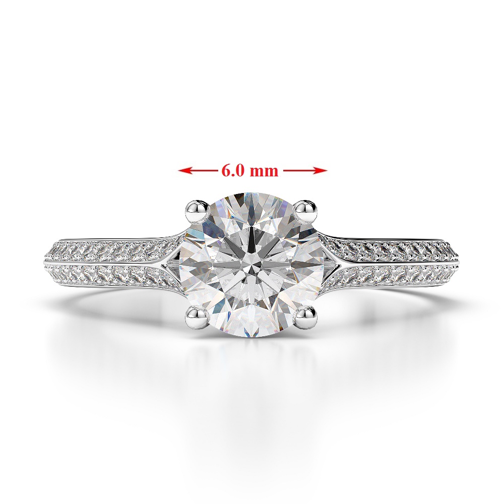 Gold / Platinum Round Cut Citrine and Diamond Engagement Ring AGDR-1200