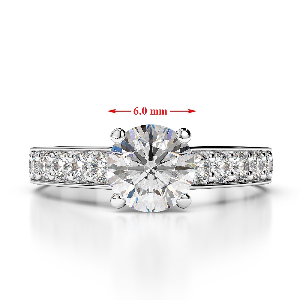 Gold / Platinum Round Cut Aquamarine and Diamond Engagement Ring AGDR-1202
