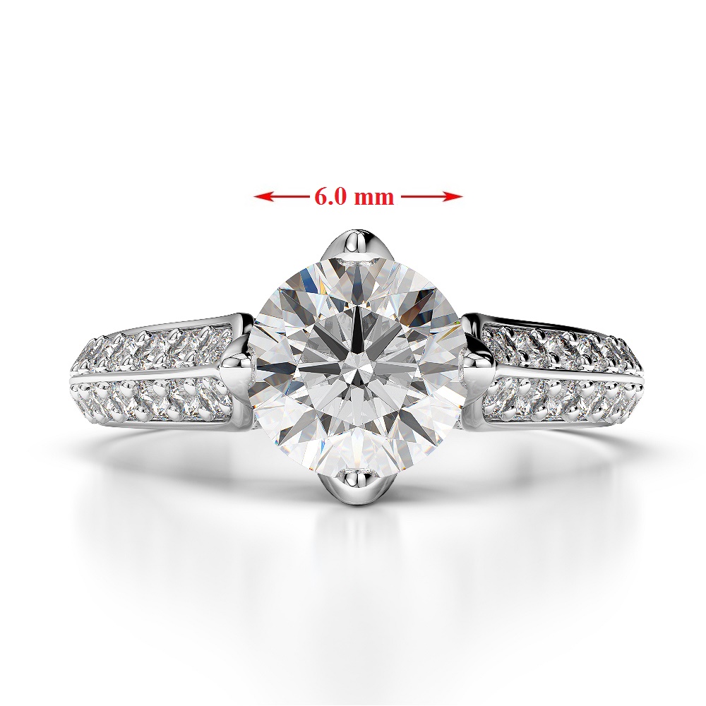 Gold / Platinum Round Cut Aquamarine and Diamond Engagement Ring AGDR-1205