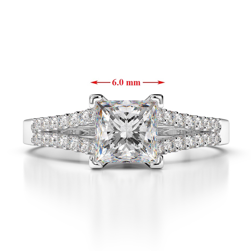 Gold / Platinum Round and Princess Cut Garnet and Diamond Engagement Ring AGDR-1211
