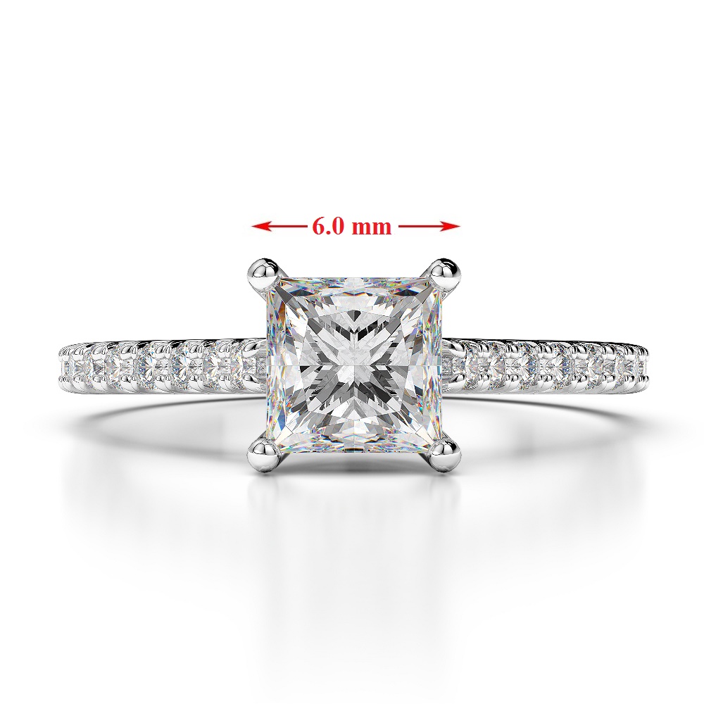 Gold / Platinum Round and Princess Cut Aquamarine and Diamond Engagement Ring AGDR-1217
