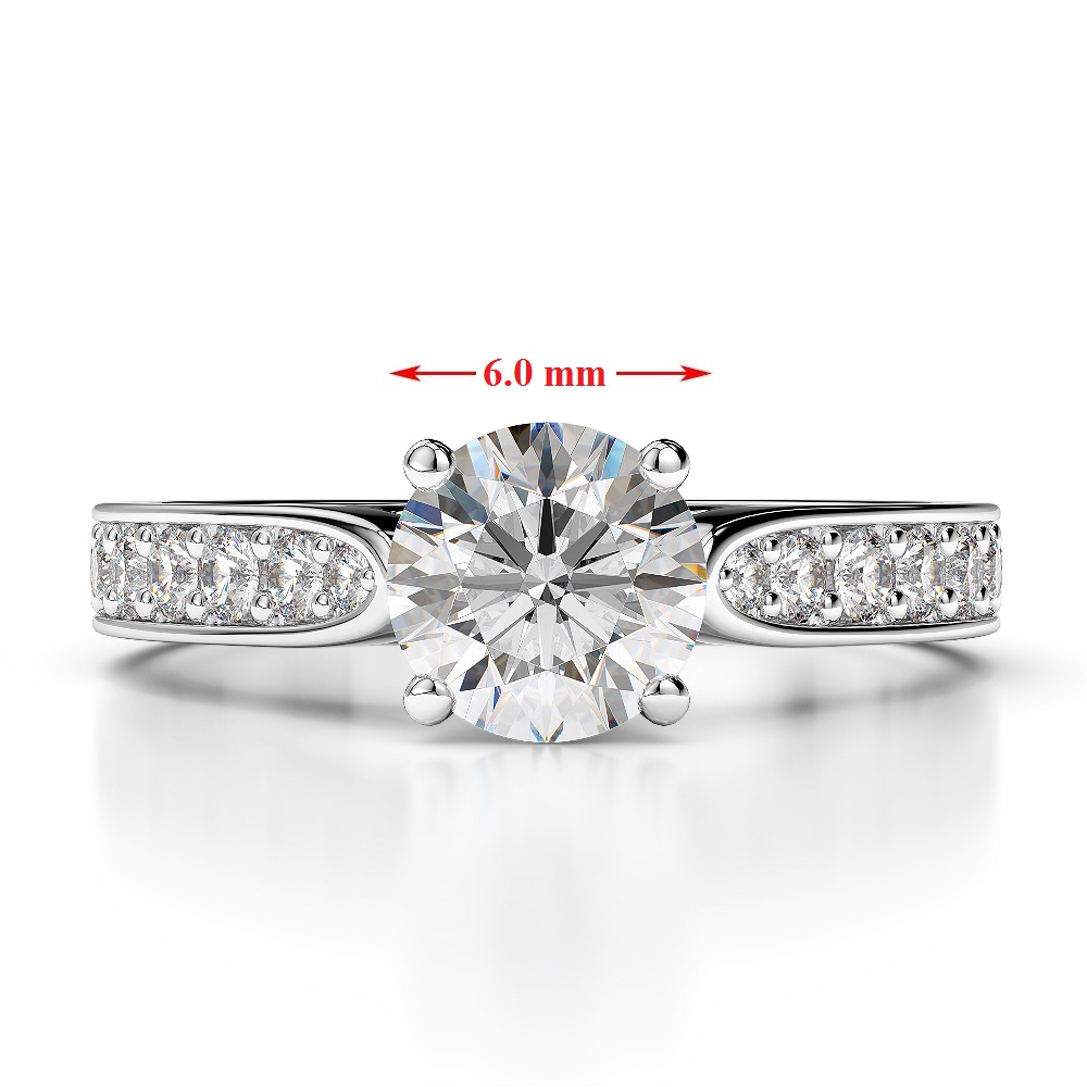 Gold / Platinum Round Cut Citrine and Diamond Engagement Ring AGDR-1221