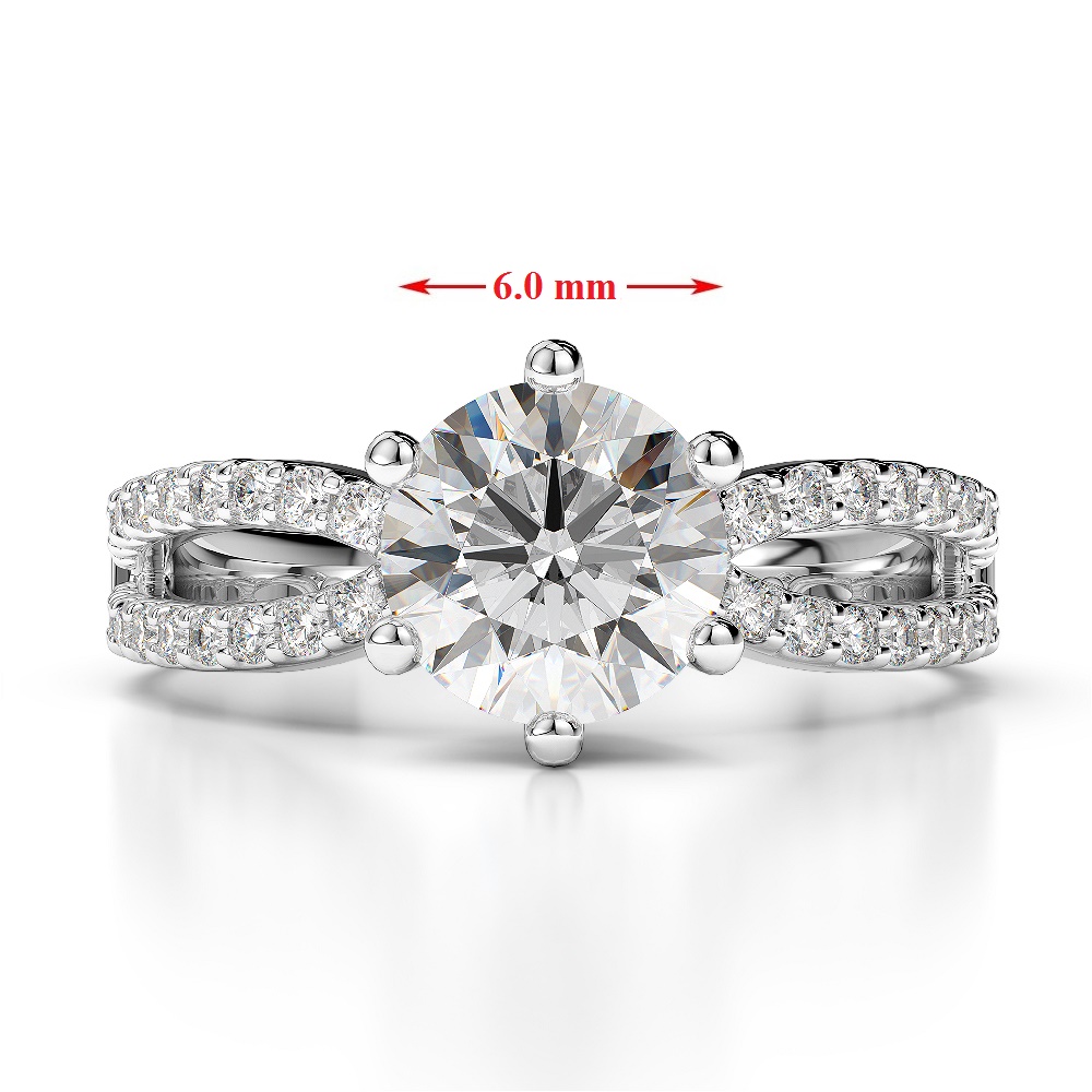 Gold / Platinum Round Cut Green Tourmaline and Diamond Engagement Ring AGDR-1223