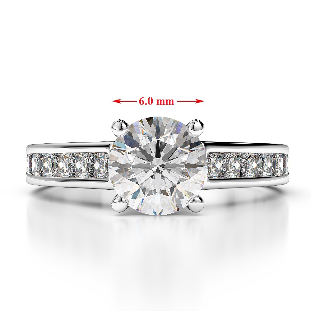 Gold / Platinum Round and Princess Cut Garnet and Diamond Engagement Ring AGDR-1224