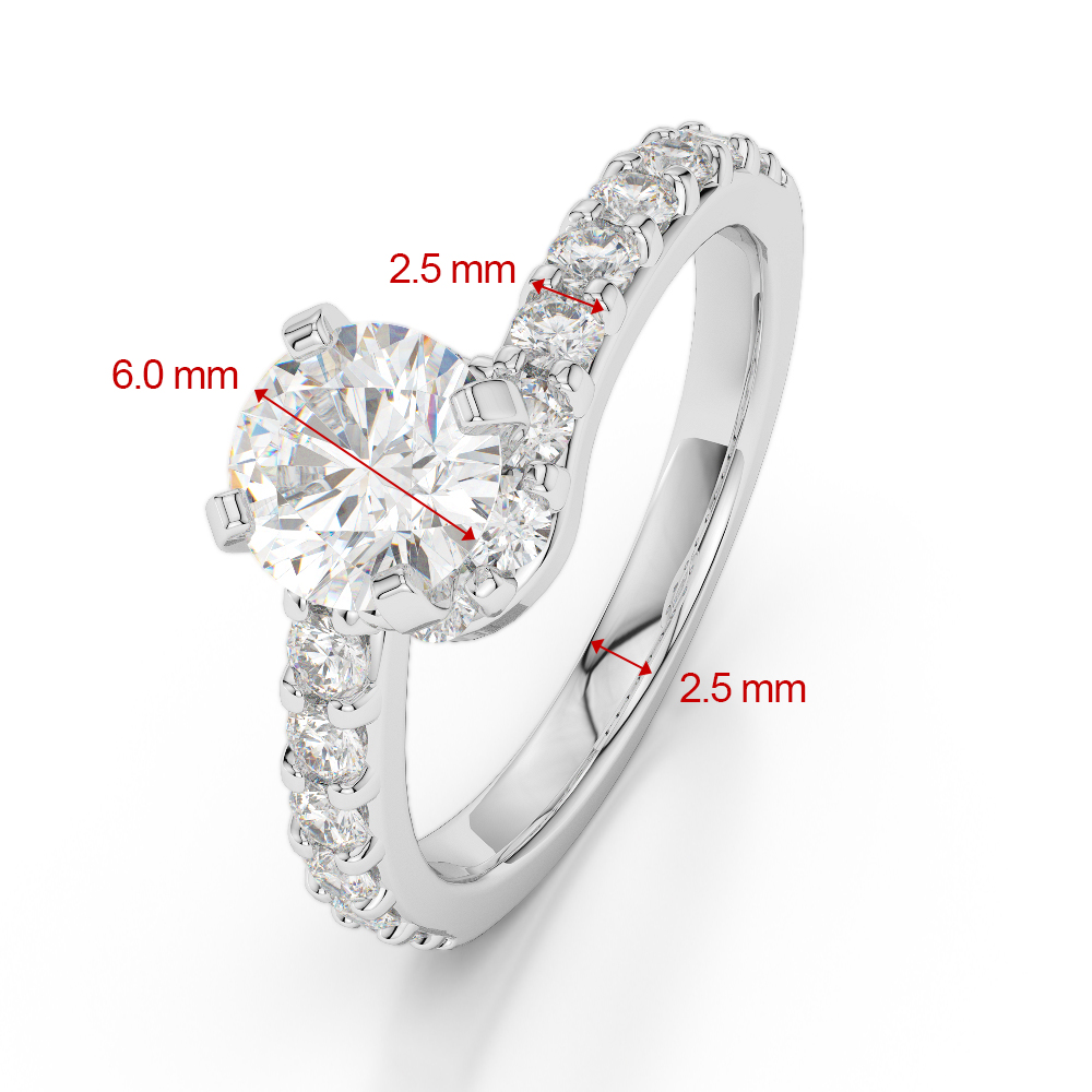 Gold / Platinum Round Cut Aquamarine and Diamond Engagement Ring AGDR-2004