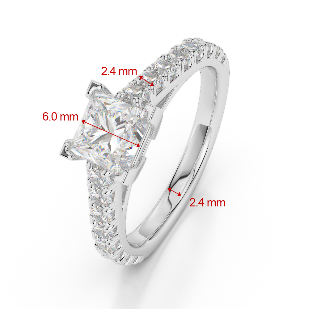 Gold / Platinum Round and Princess Cut Pink Tourmaline and Diamond Engagement Ring AGDR-2008
