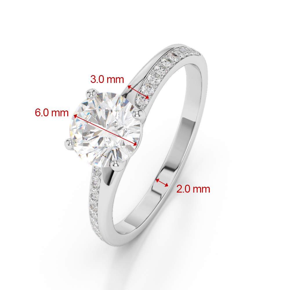 Gold / Platinum Round Cut Citrine and Diamond Engagement Ring AGDR-2016
