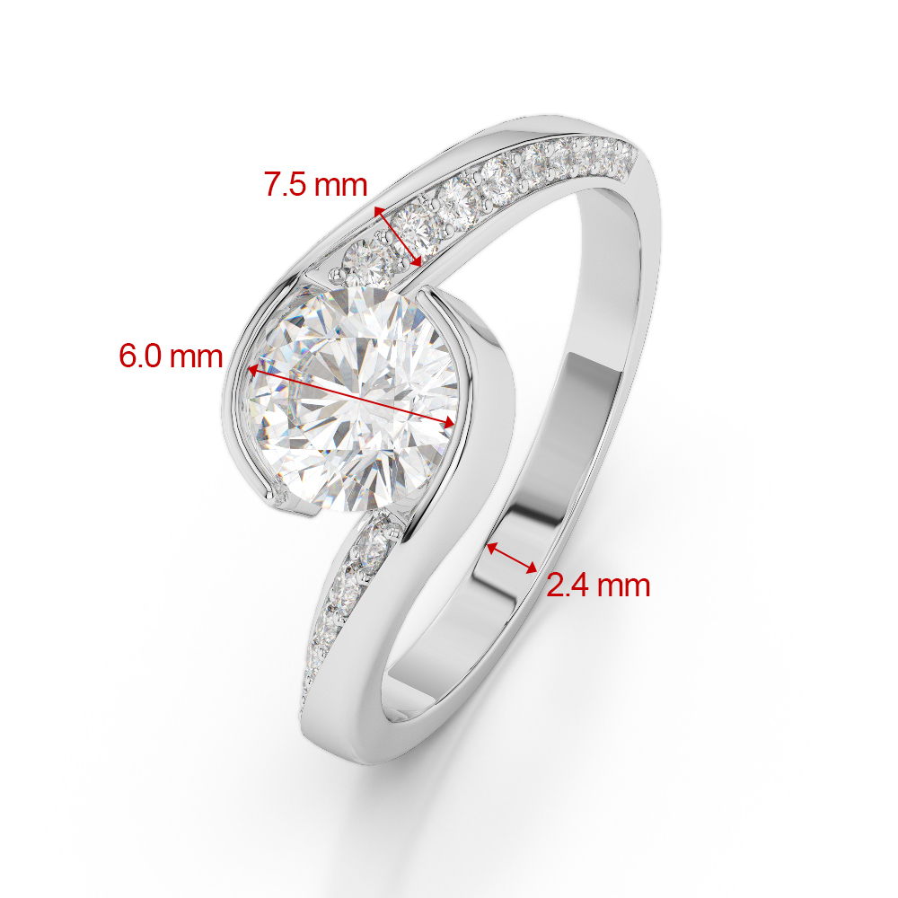 Gold / Platinum Round Cut Aquamarine and Diamond Engagement Ring AGDR-2020
