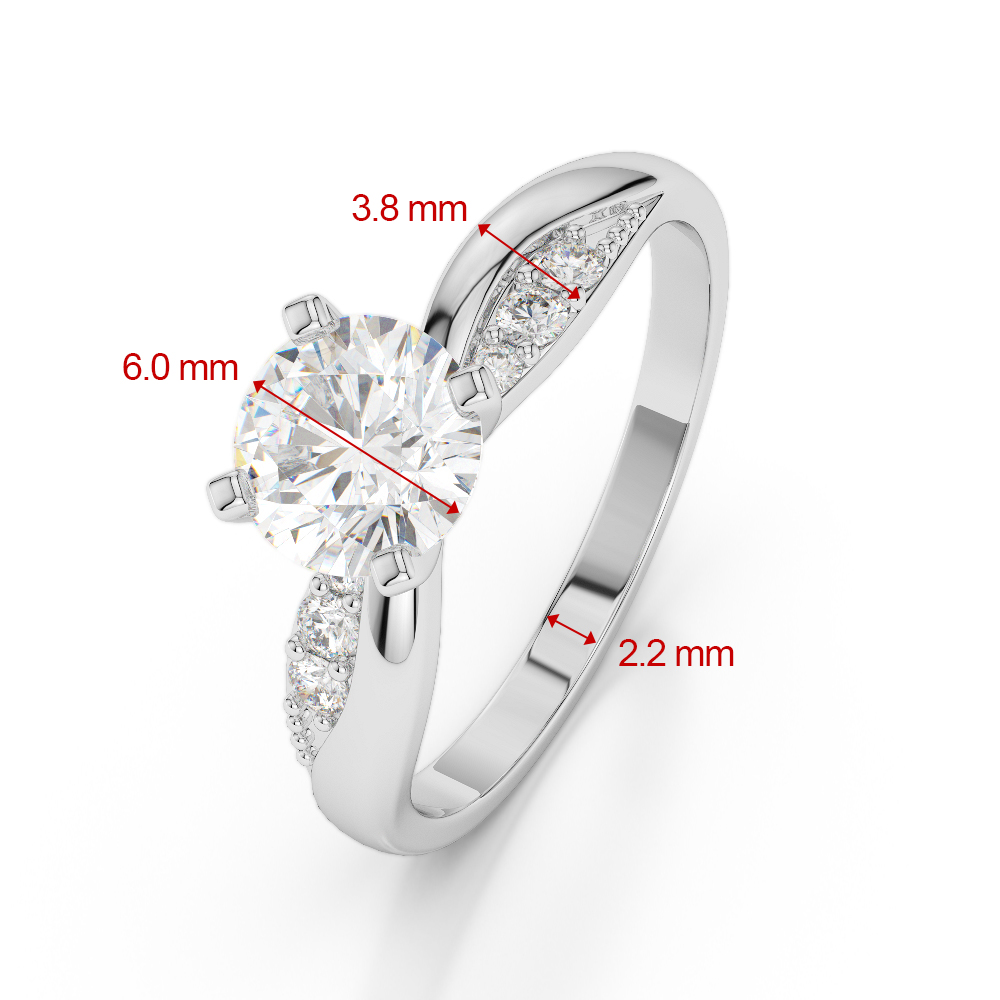 Gold / Platinum Round Cut Black Diamond with Diamond Engagement Ring AGDR-2024
