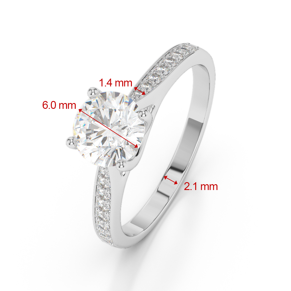 Gold / Platinum Round Cut Citrine and Diamond Engagement Ring AGDR-2054