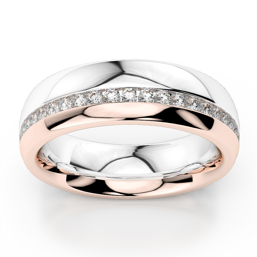 White & Rose Gold Mens Fusion Diamond Wedding Ring AGDR-1288