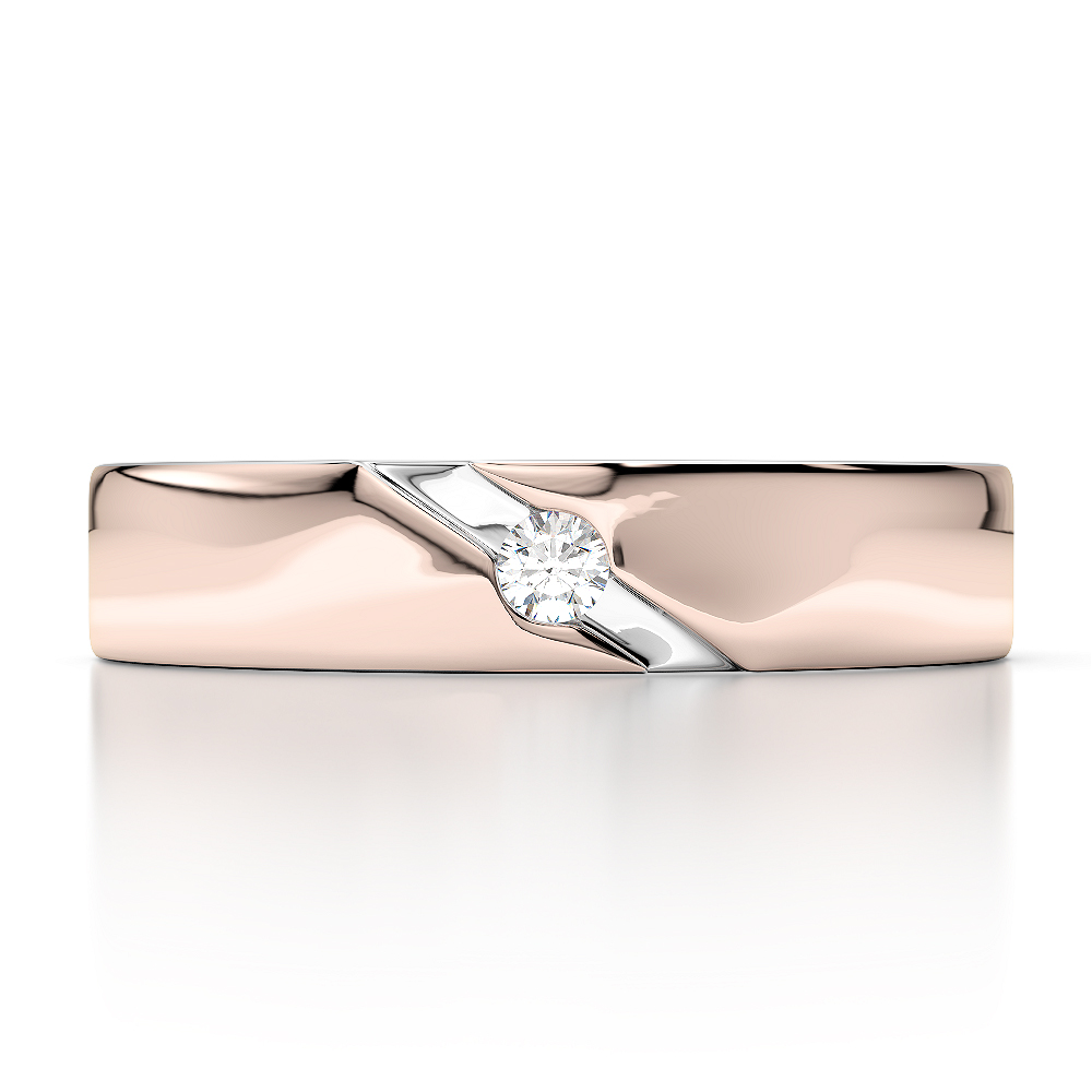 White & Rose Gold Mens Fusion Diamond Wedding Ring AGDR-1289