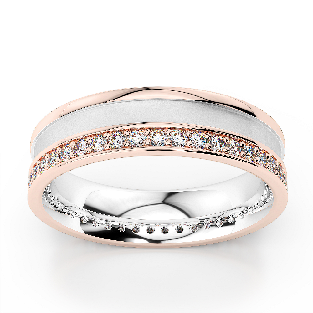 White & Rose Gold Mens Fusion Diamond Wedding Ring AGDR-1290