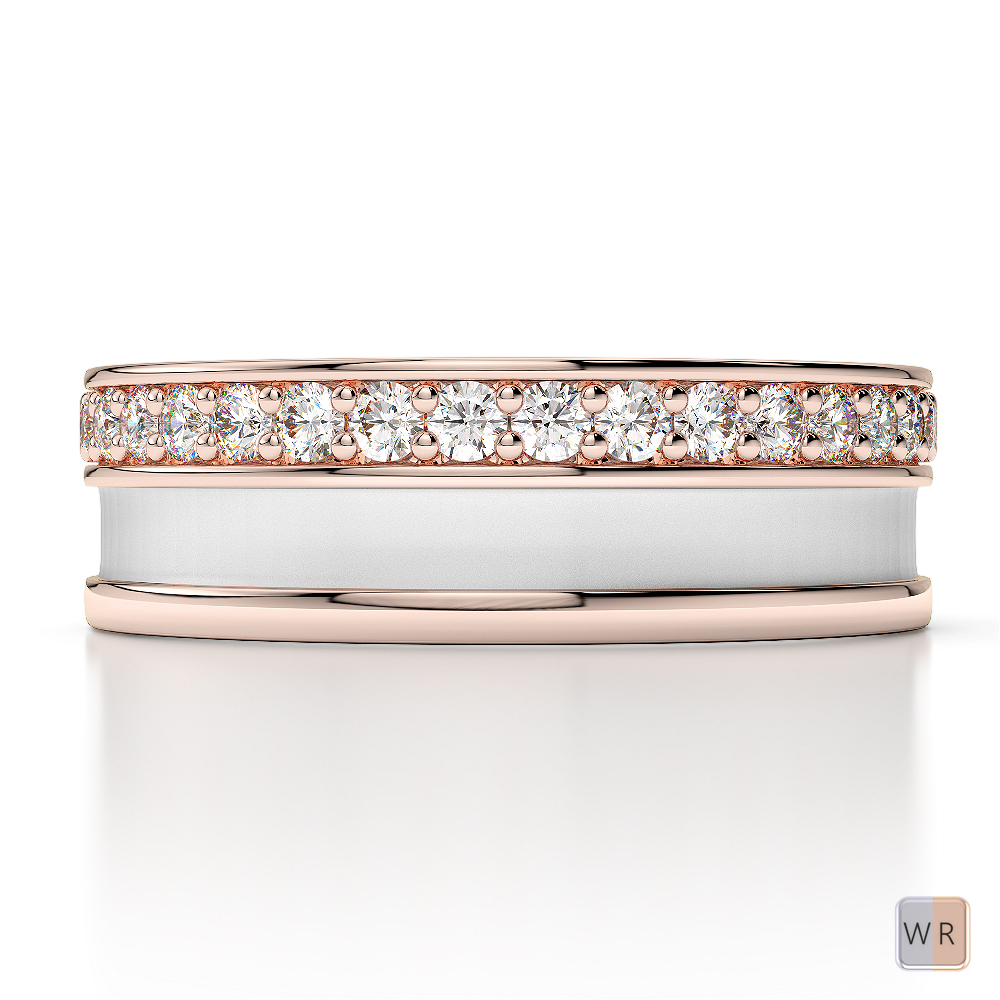 White & Rose Gold Mens Fusion Diamond Wedding Ring AGDR-1291