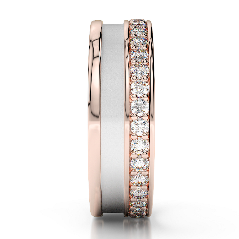 White & Rose Gold Mens Fusion Diamond Wedding Ring AGDR-1291