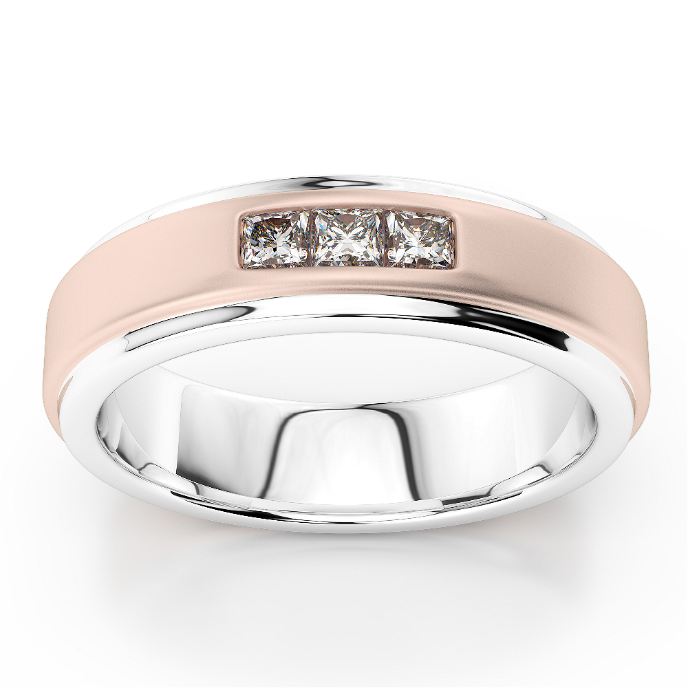 White & Rose Gold Mens Fusion Diamond Wedding Ring AGDR-1292