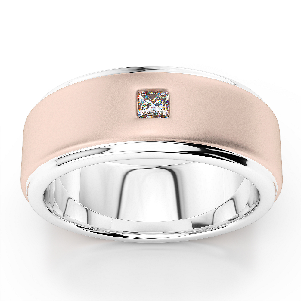 White & Rose Gold Mens Fusion Diamond Wedding Ring AGDR-1293