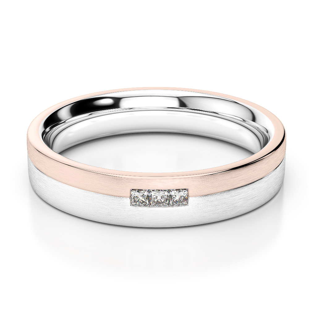 White & Rose Gold Mens Fusion Diamond Wedding Ring AGDR-1294