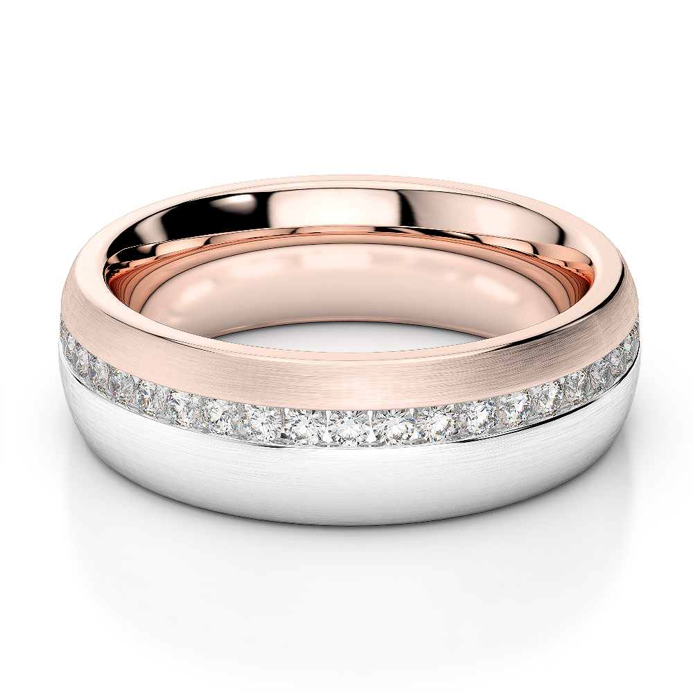 White & Rose Gold Mens Fusion Diamond Wedding Ring AGDR-1295