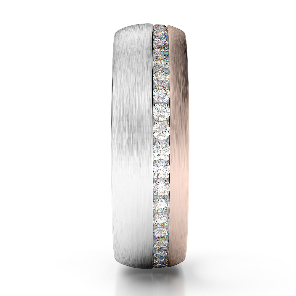 White & Rose Gold Mens Fusion Diamond Wedding Ring AGDR-1295