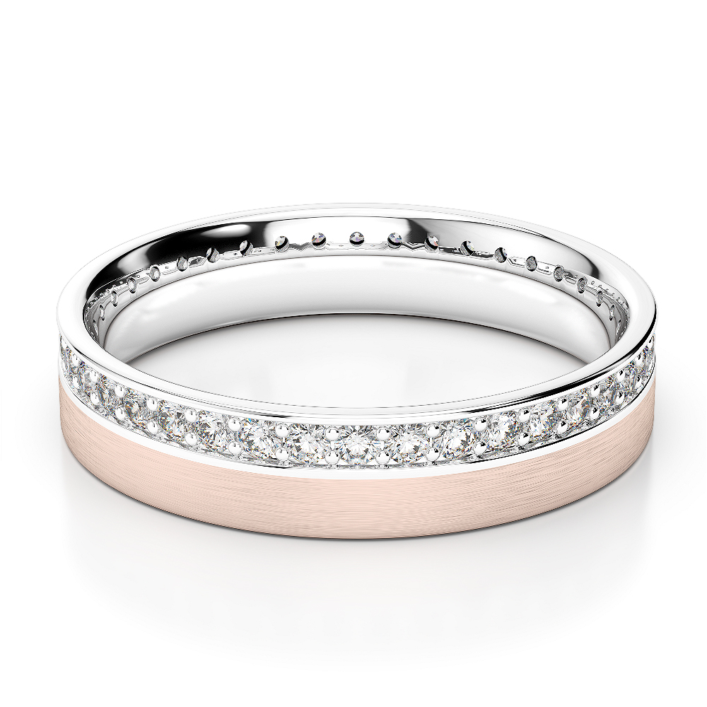 White & Rose Gold Mens Fusion Diamond Wedding Ring AGDR-1296