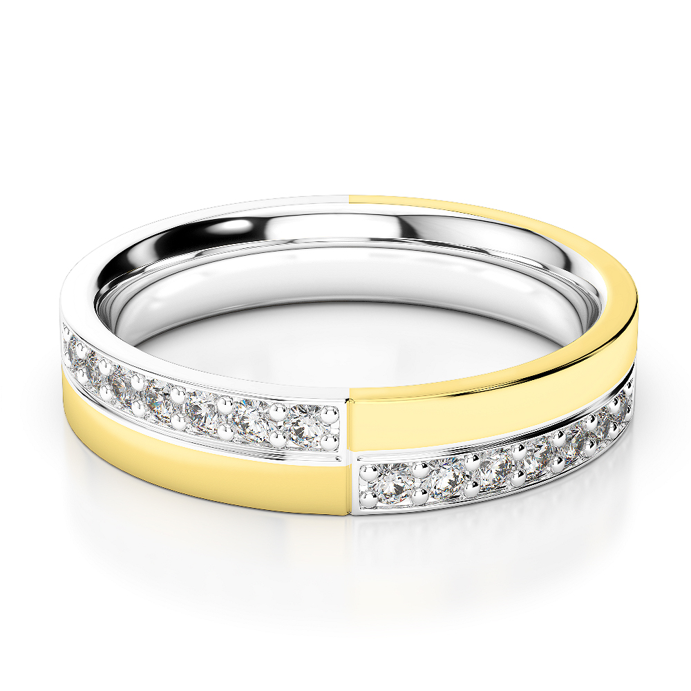 White & Yellow Gold Mens Fusion Diamond Wedding Ring AGDR-1303