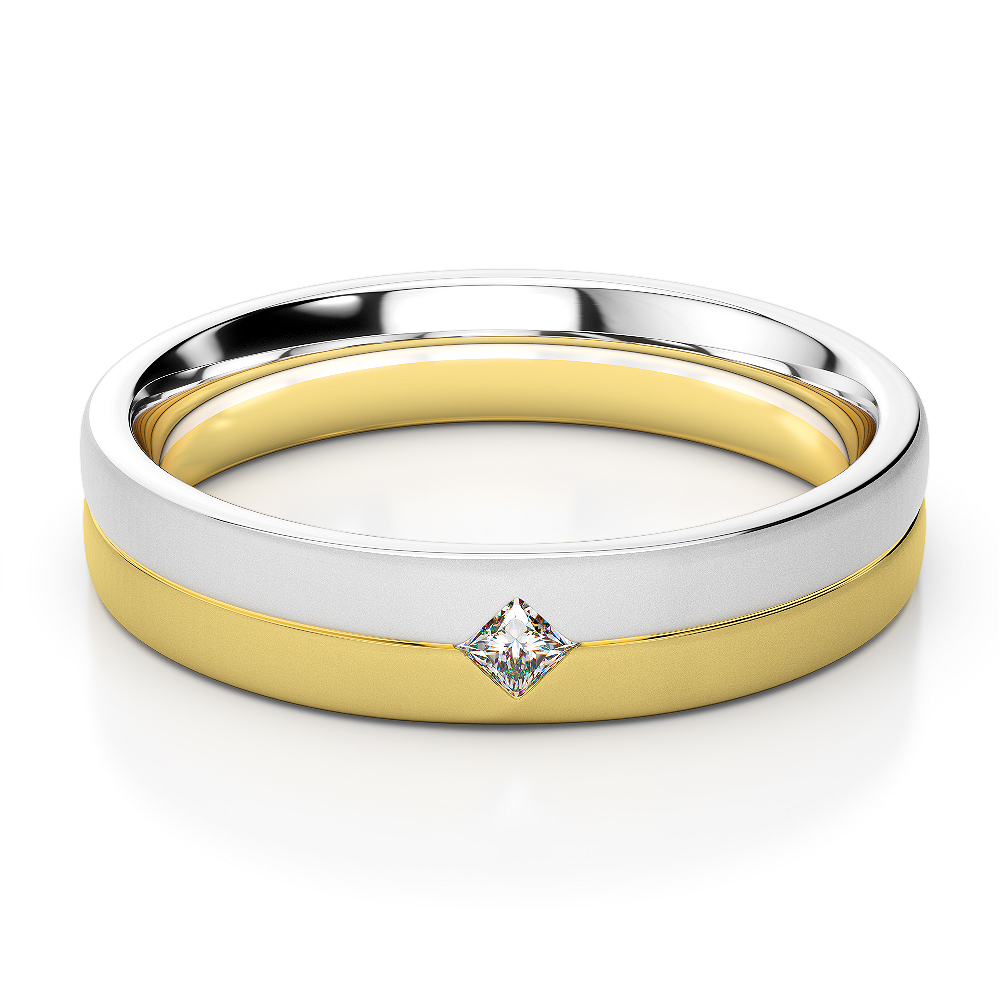 White & Yellow Gold Mens Fusion Diamond Wedding Ring AGDR-1329