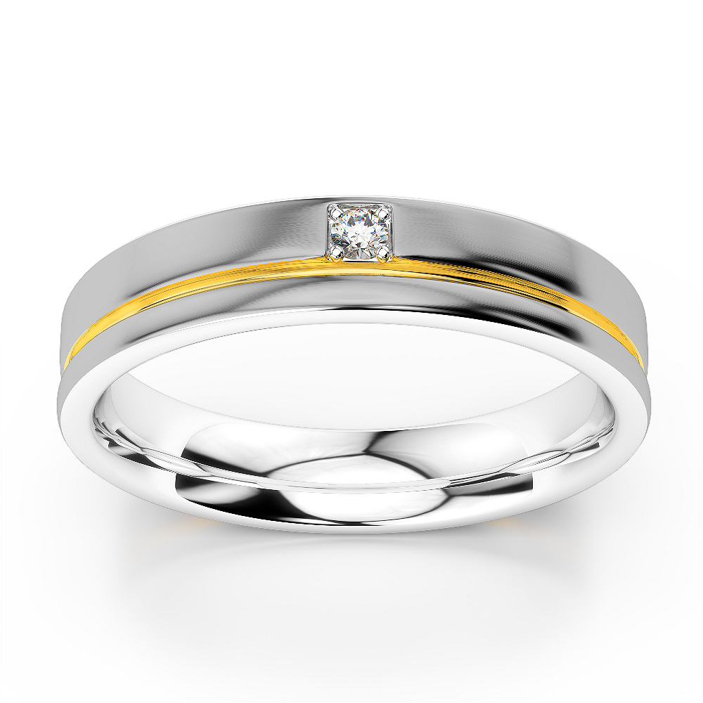 White & Yellow Gold Mens Fusion Diamond Wedding Ring AGDR-1330