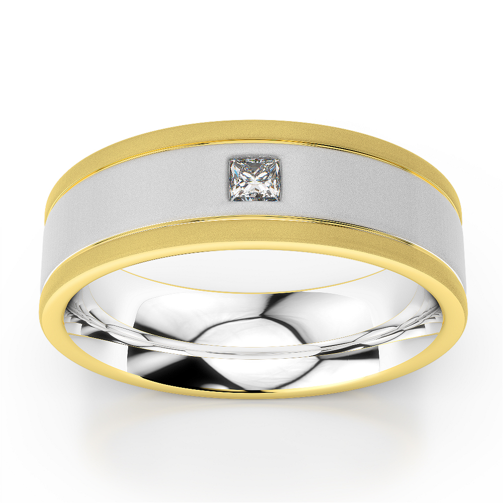 White & Yellow Gold Mens Fusion Diamond Wedding Ring AGDR-1332