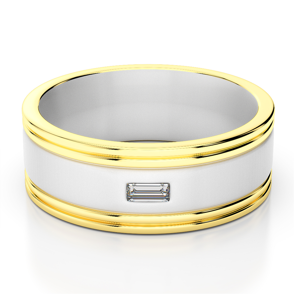 White & Yellow Gold Mens Fusion Diamond Wedding Ring AGDR-1333