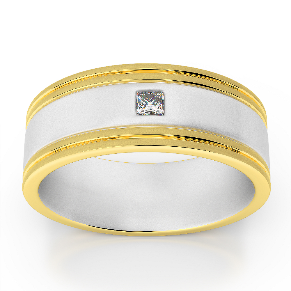 White & Yellow Gold Mens Fusion Diamond Wedding Ring AGDR-1335