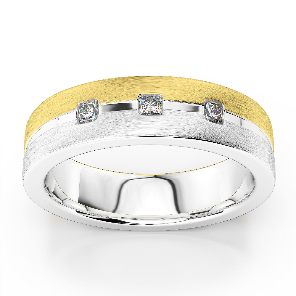 White & Yellow Gold Mens Fusion Diamond Wedding Ring AGDR-1337