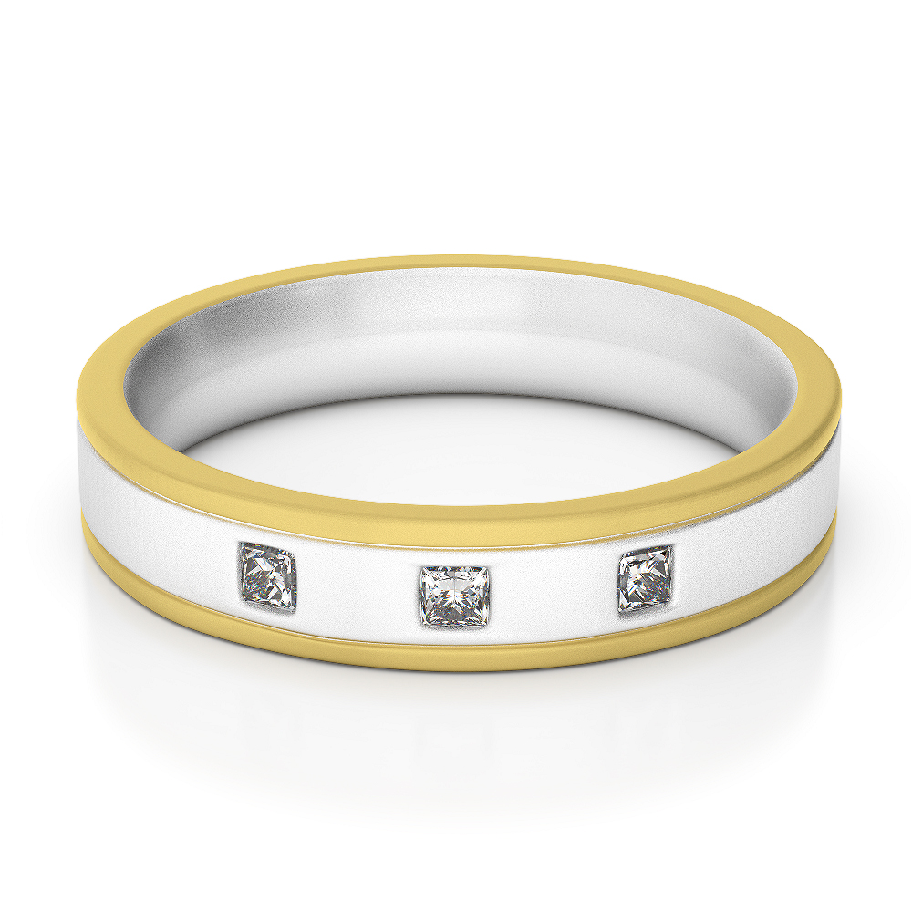 White & Yellow Gold Mens Fusion Diamond Wedding Ring AGDR-1338