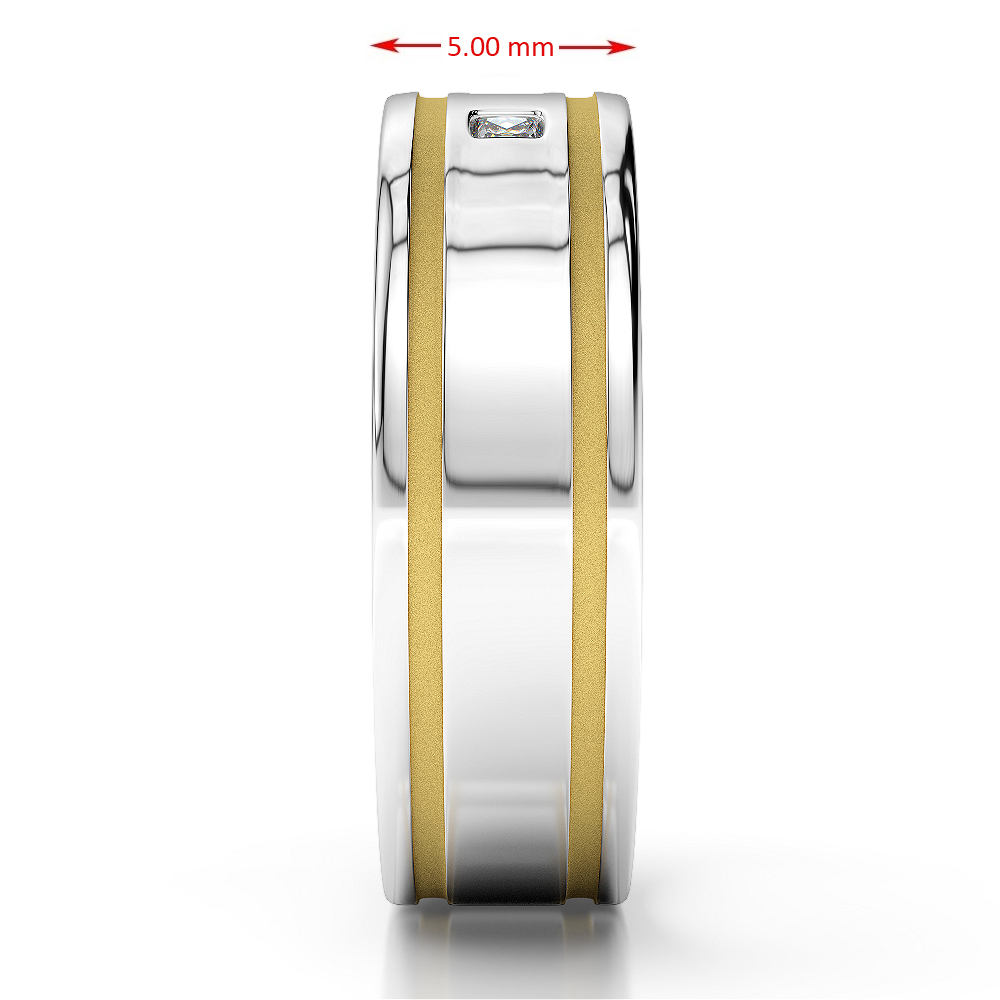 White & Yellow Gold Mens Fusion Diamond Wedding Ring AGDR-1340