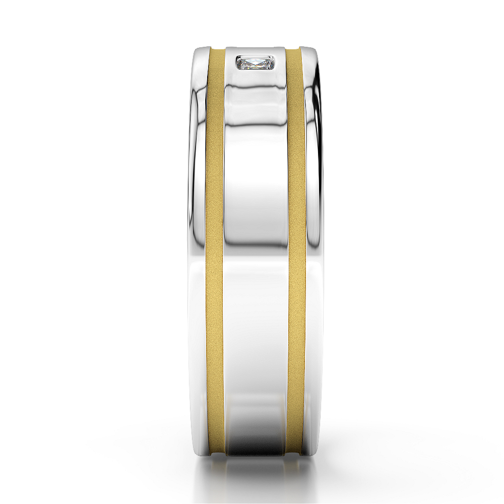White & Yellow Gold Mens Fusion Diamond Wedding Ring AGDR-1340